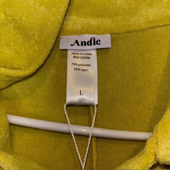 NWT Andie‎ The Button Up Romper Honeysuckle Terry Cloth Beach Coverup - Picture 4 of 11